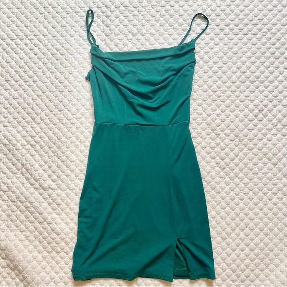 Graduation Dress! Green Cowl Neck Dress Sz 3 - Picture 1 of 5